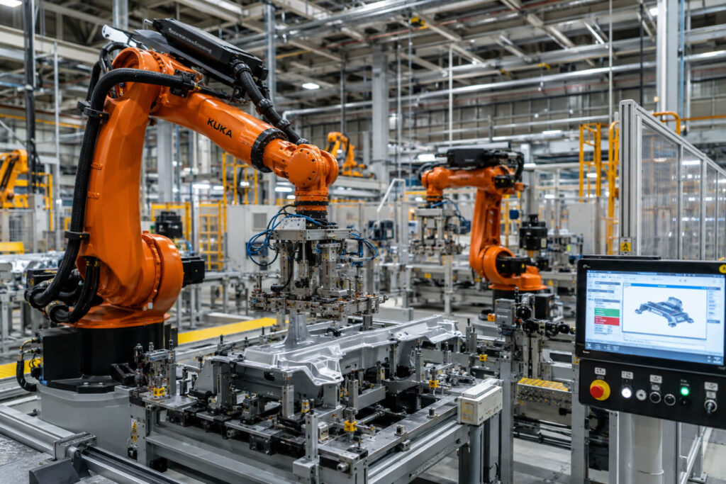 Robotic equipment on a manufacturing production line