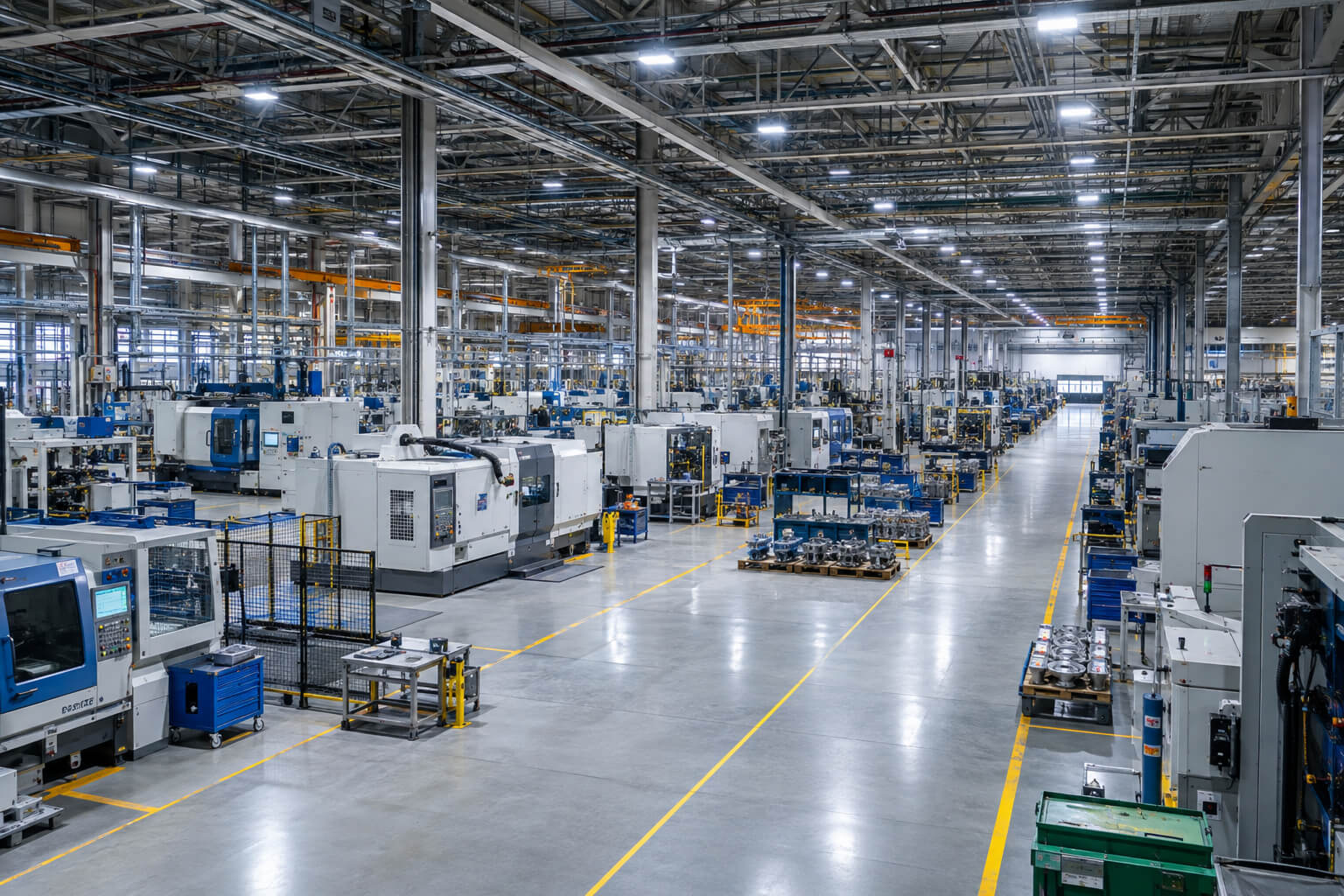 Expanded factory floor with production equipment