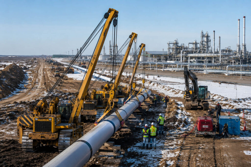 Oil and gas pipeline under construction