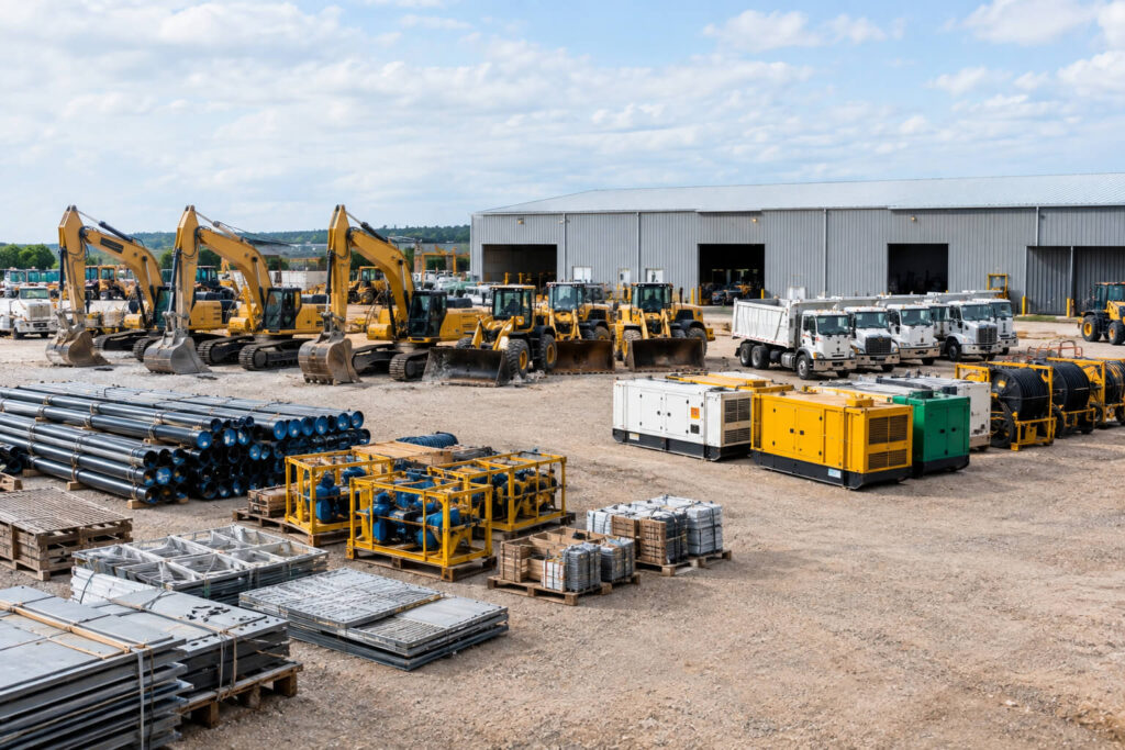 Industrial equipment staged for project mobilisation.
