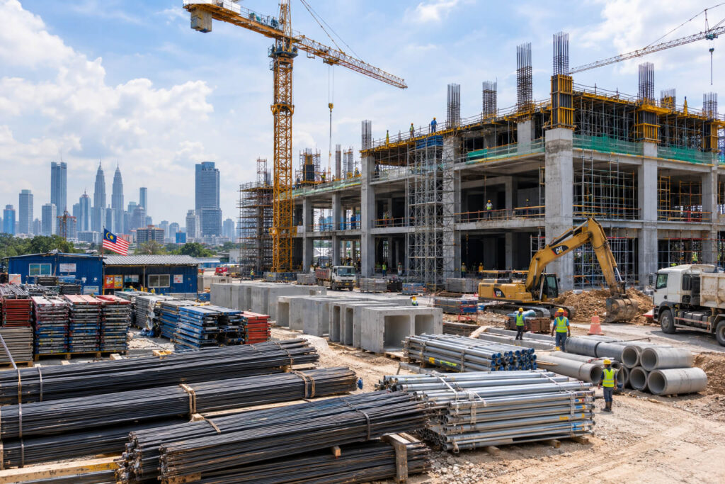 Projek pembinaan memerlukan modal awal sebelum bayaran pelanggan diterima 3 Tapak pembinaan Malaysia dengan bahan dan peralatan projek