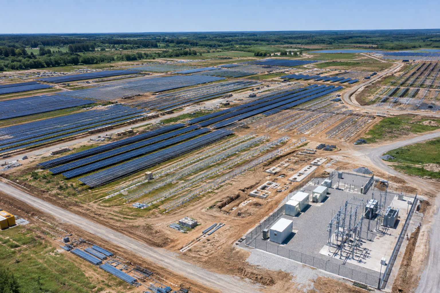 Solar infrastructure project under construction