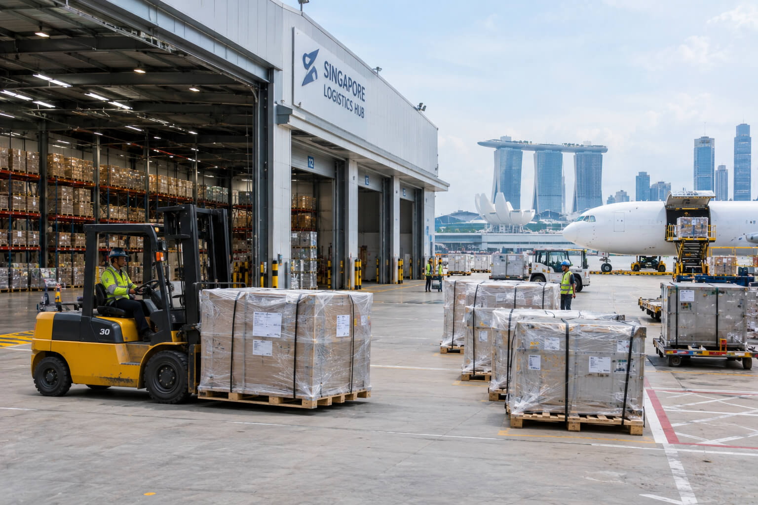 Export cargo at a Singapore logistics facility