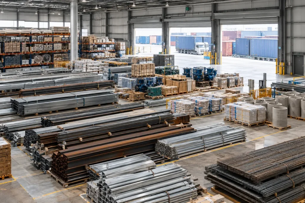Construction equipment and materials prepared for project mobilisation