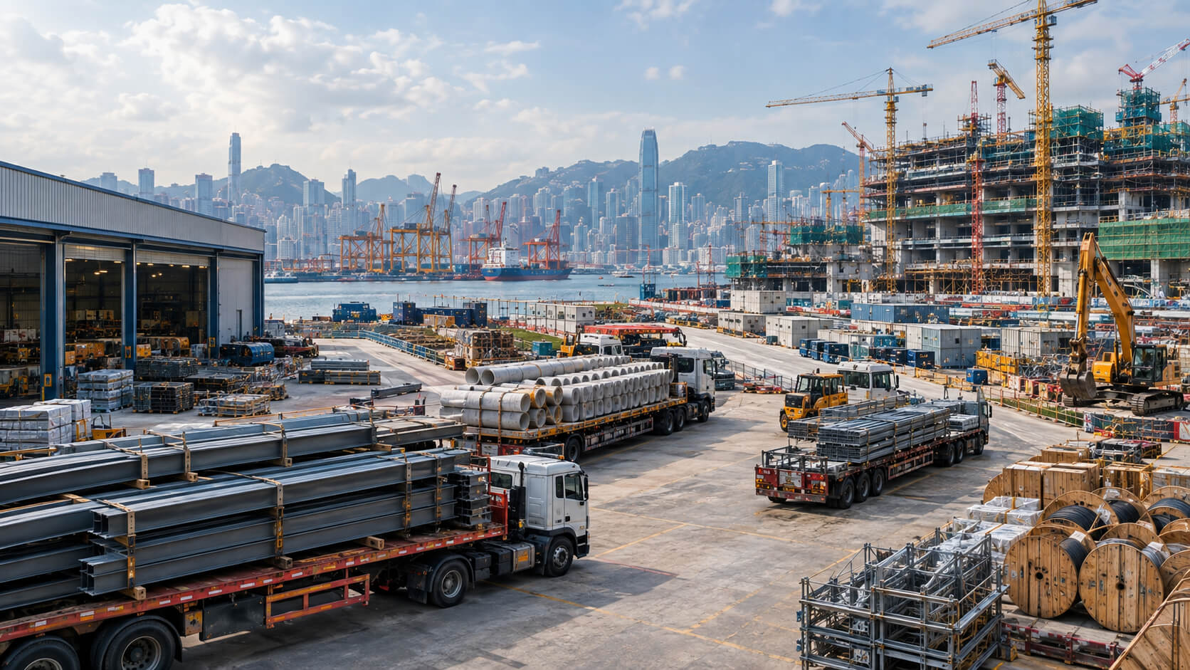 Construction materials and equipment awaiting project delivery
