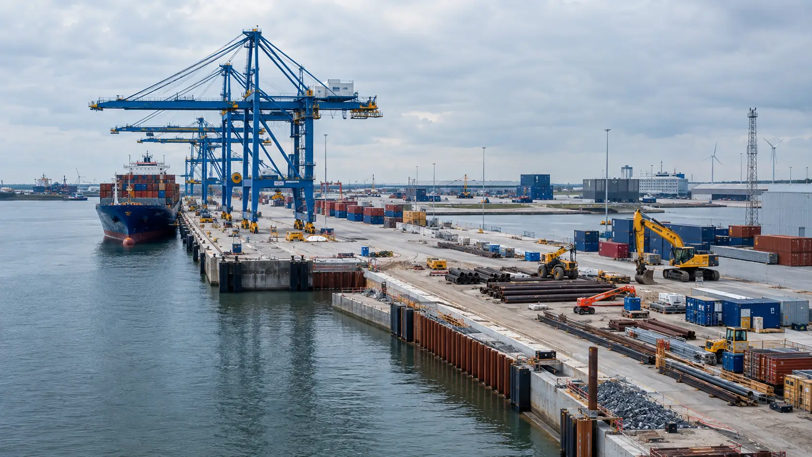Port infrastructure and heavy equipment