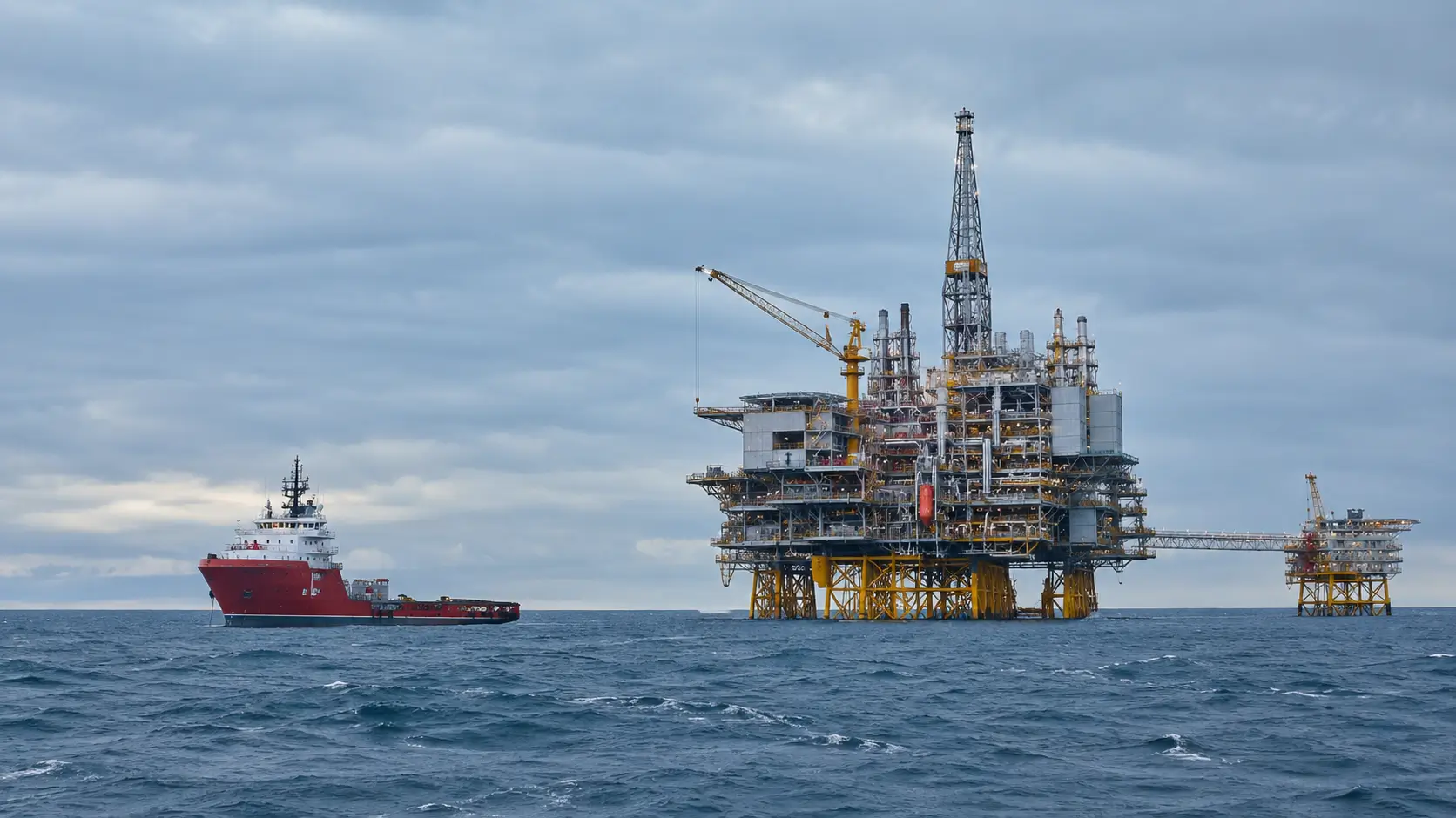 North Sea oil and gas infrastructure supporting European energy production.