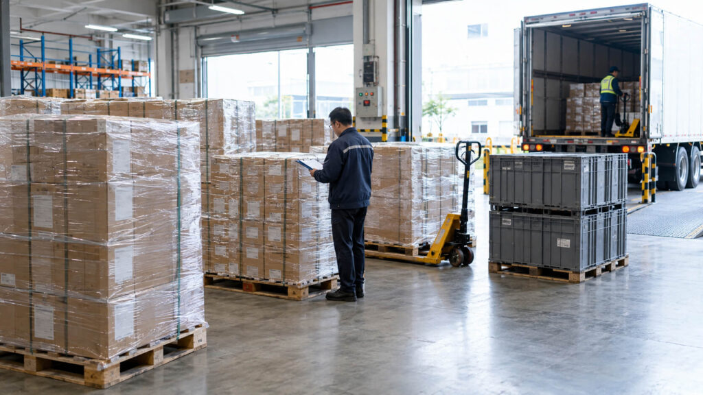 医药出口订单已落实,但生产和物流需要提前投入资金 2 Pallets of pharmaceutical export cartons prepared for international shipment.